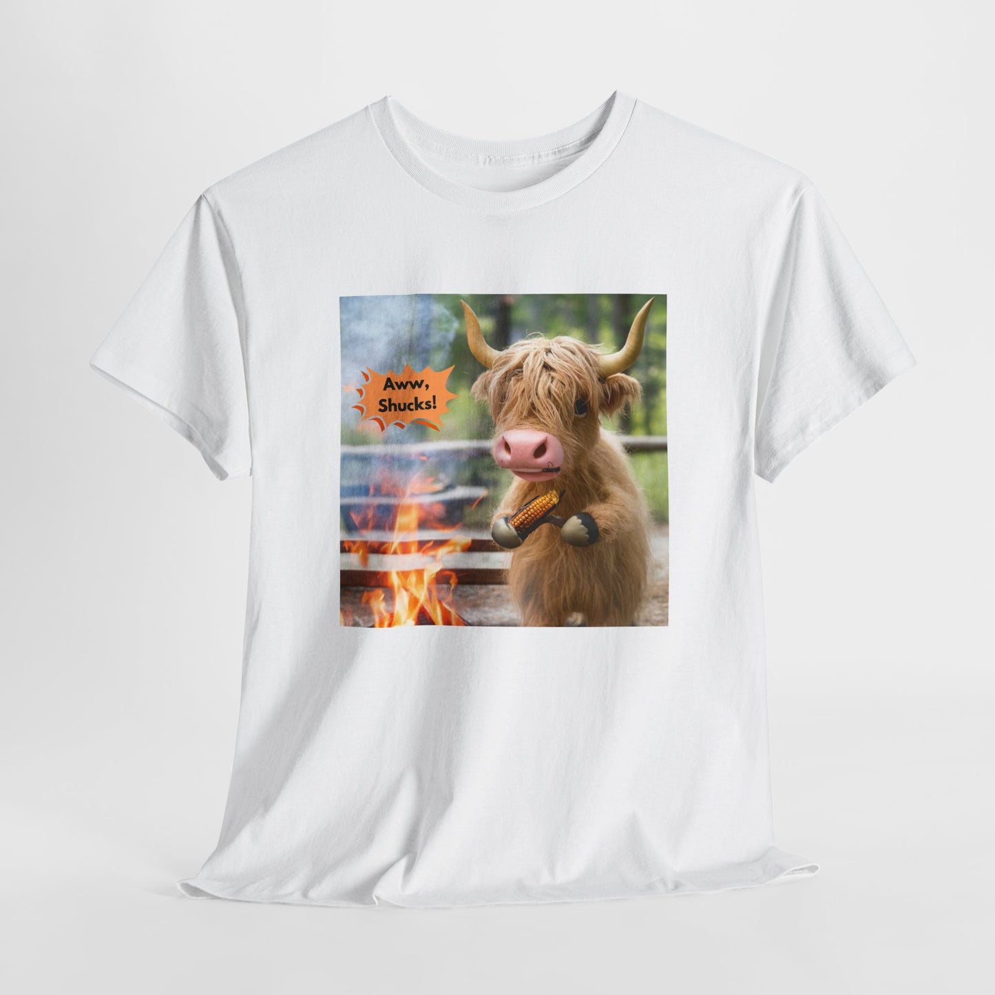 Aww, Shucks! Burnt Corn Highland Cow - 100% Heavy Cotton Tee