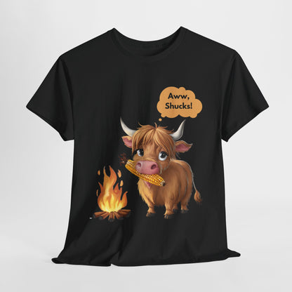 Aww, Shucks! Adorable Highland Cow - 100% Heavy Cotton Tee