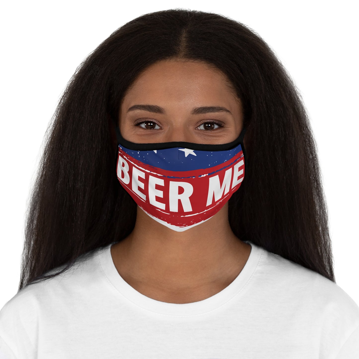 AMERICAN FLAG BEER ME - Fitted Polyester Face Mask