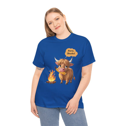 Aww, Shucks! Adorable Highland Cow - 100% Heavy Cotton Tee