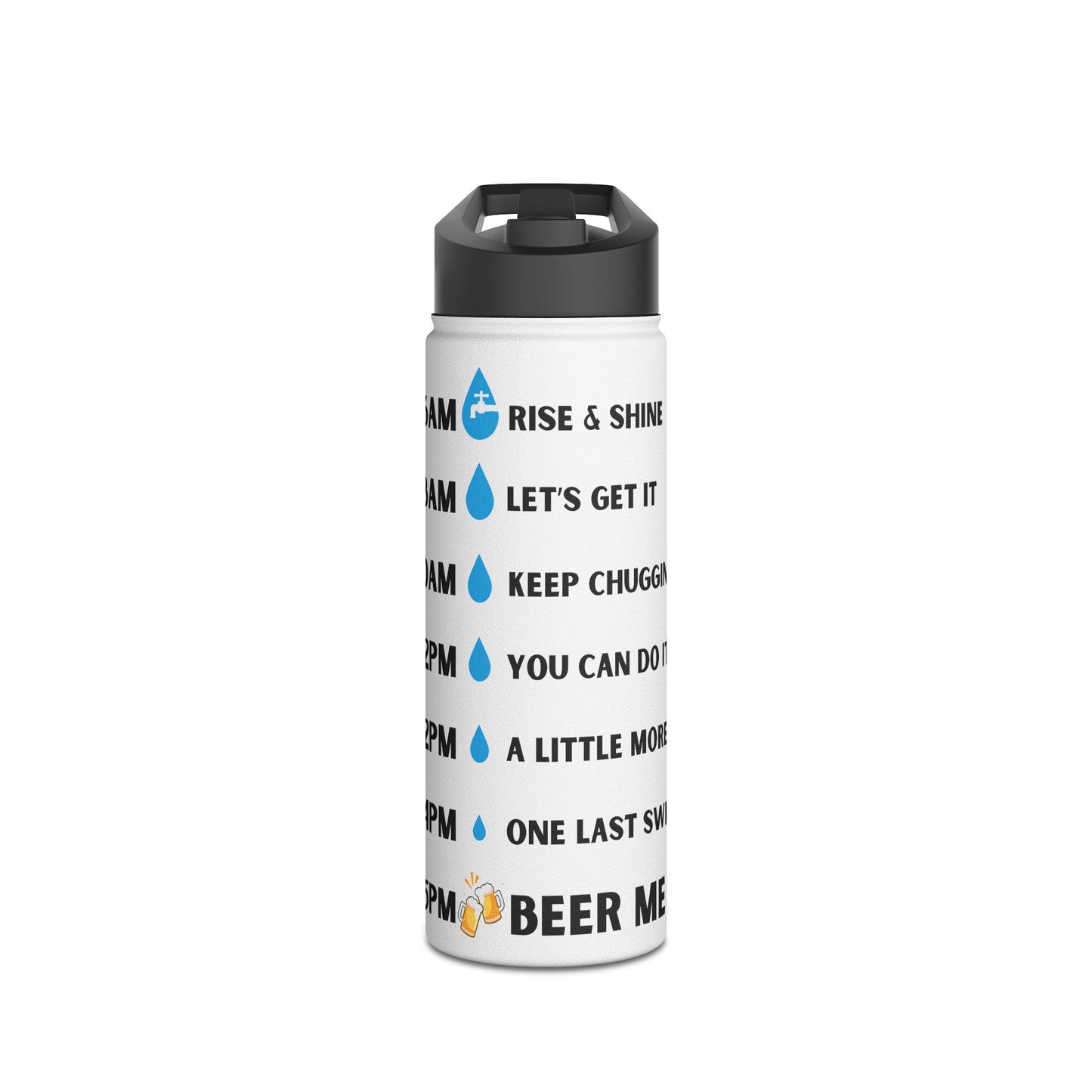 Beer Time Water Tracker - Stainless Steel Water Bottle