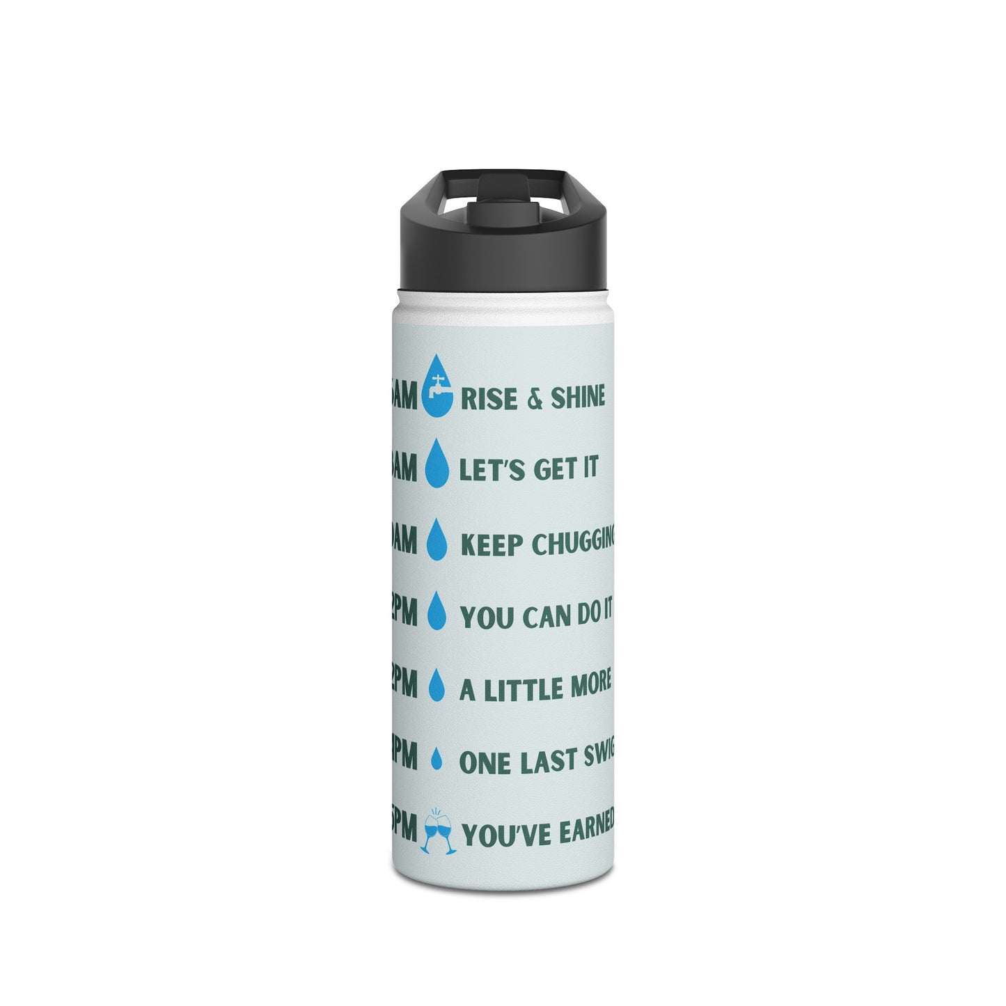 Wine Time Water Tracker - Stainless Steel Water Bottle