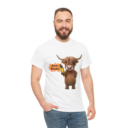 Aww, Shucks! Burnt Corn Highland Cow - 100% Heavy Cotton Tee