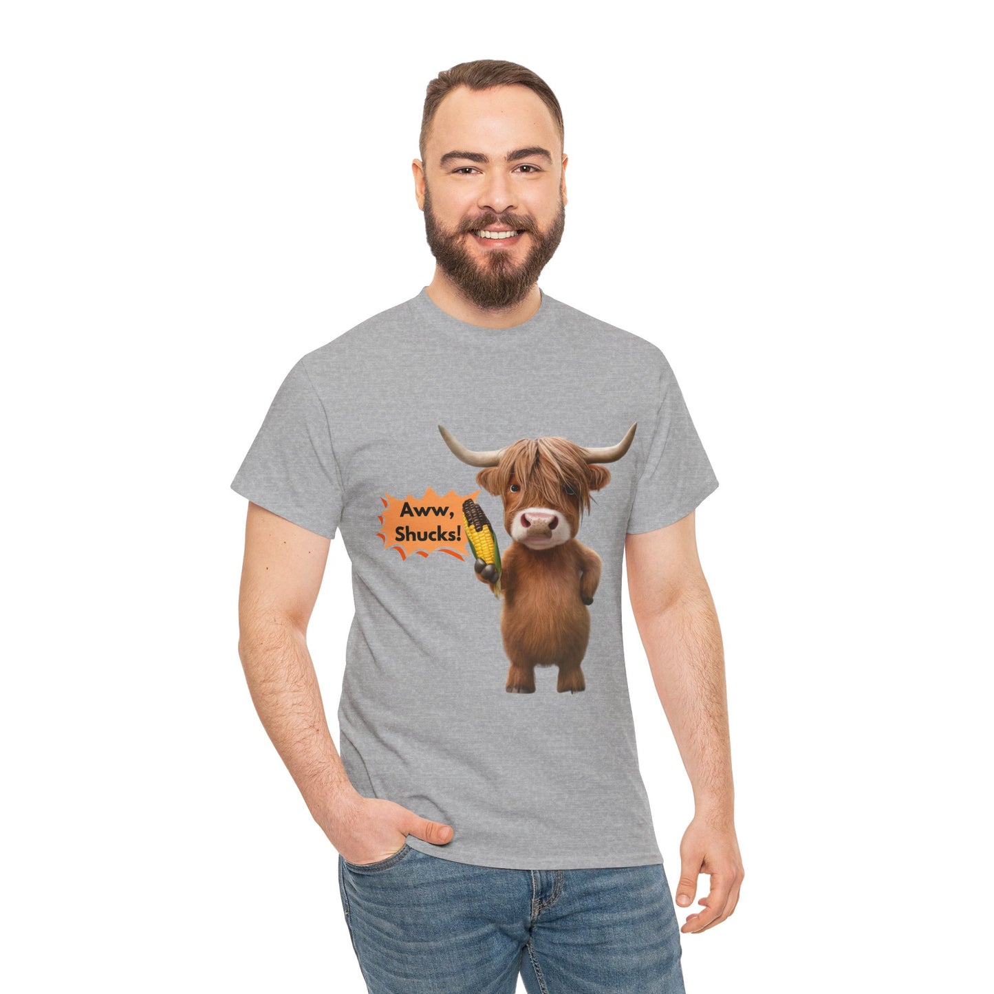 Aww, Shucks! Burnt Corn Highland Cow - 100% Heavy Cotton Tee