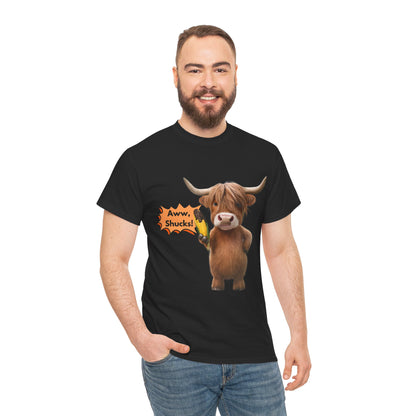 Aww, Shucks! Burnt Corn Highland Cow - 100% Heavy Cotton Tee