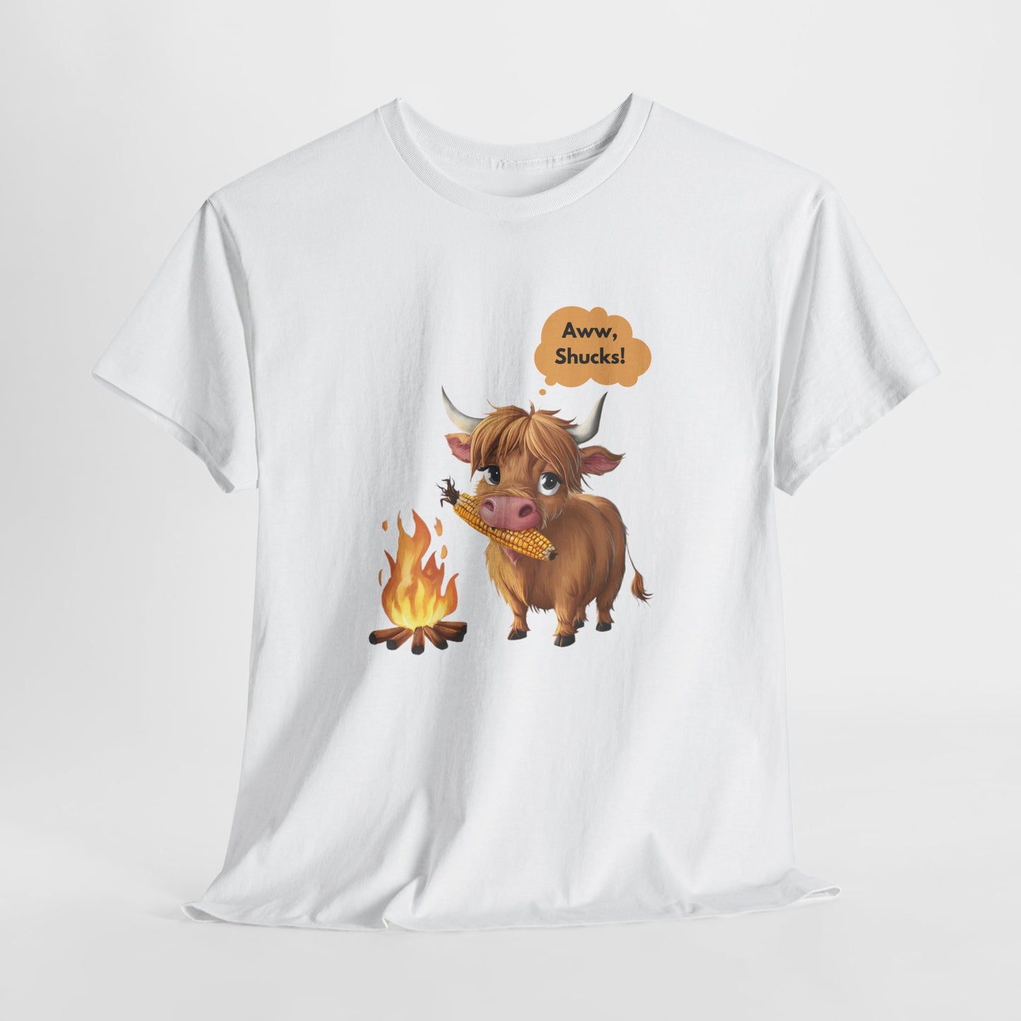 Aww, Shucks! Adorable Highland Cow - 100% Heavy Cotton Tee
