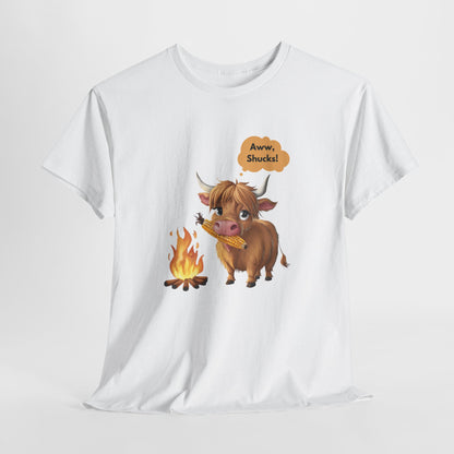 Aww, Shucks! Adorable Highland Cow - 100% Heavy Cotton Tee