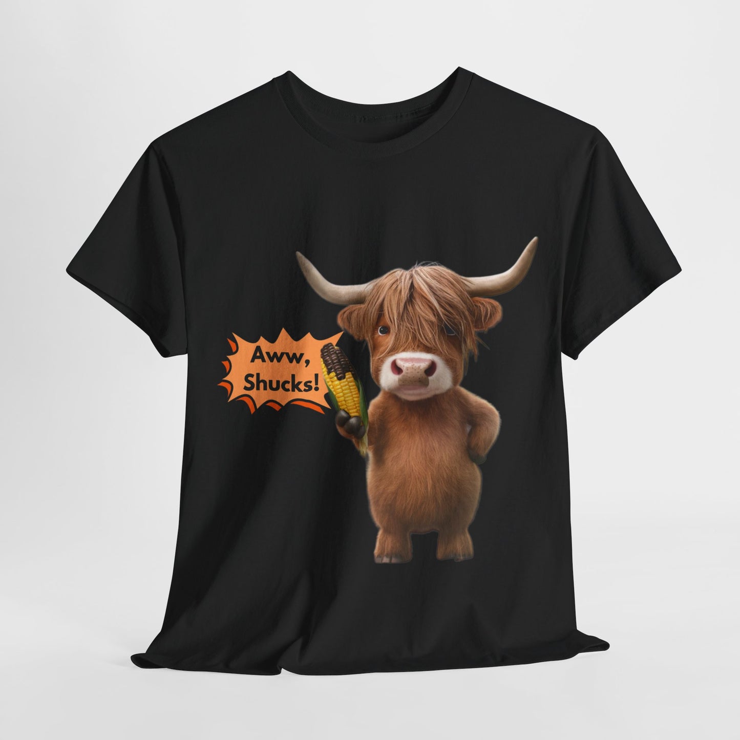 Aww, Shucks! Burnt Corn Highland Cow - 100% Heavy Cotton Tee