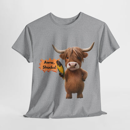 Aww, Shucks! Burnt Corn Highland Cow - 100% Heavy Cotton Tee