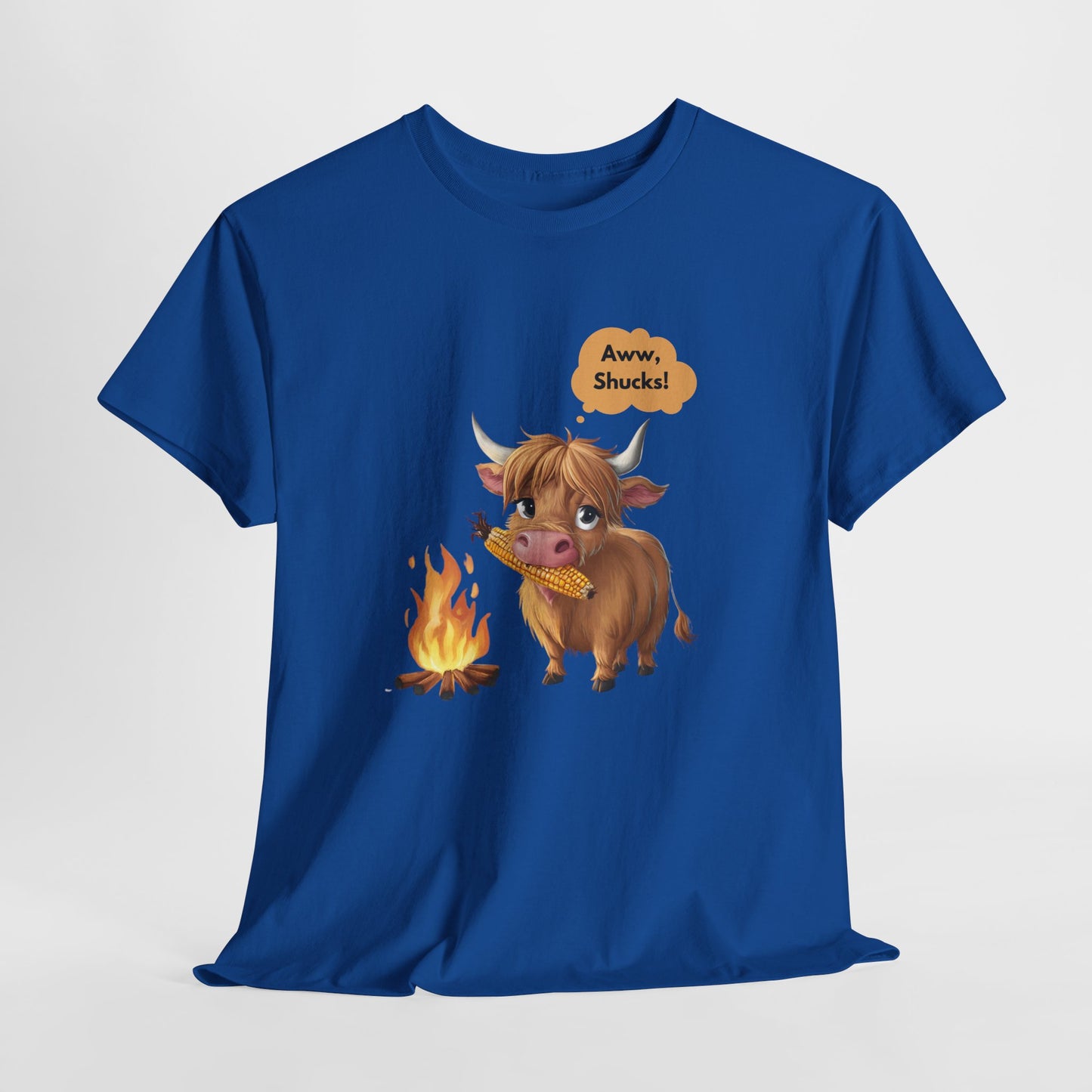 Aww, Shucks! Adorable Highland Cow - 100% Heavy Cotton Tee