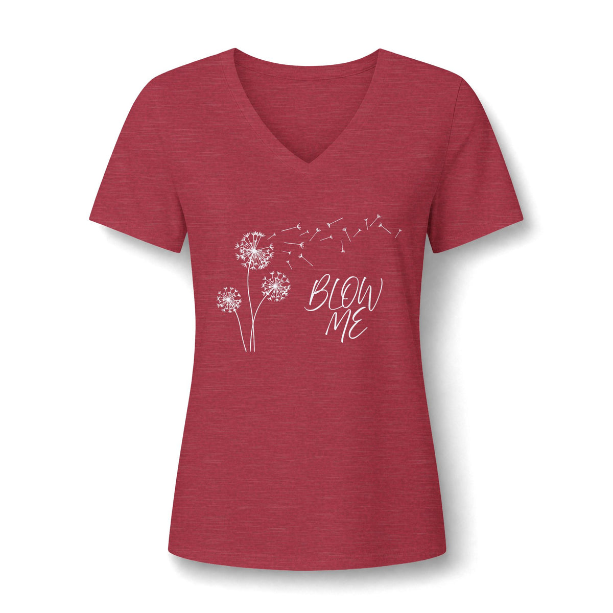 BLOW ME - Women's Relaxed Heather CVC V-Neck Tee