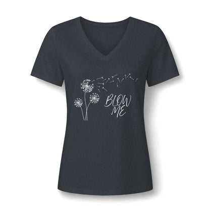 BLOW ME - Women's Relaxed Heather CVC V-Neck Tee