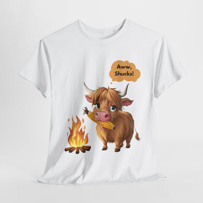 Aww, Shucks! Adorable Highland Cow - 100% Heavy Cotton Tee