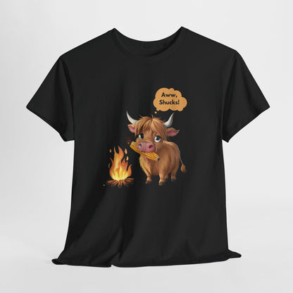 Aww, Shucks! Adorable Highland Cow - 100% Heavy Cotton Tee