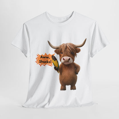 Aww, Shucks! Burnt Corn Highland Cow - 100% Heavy Cotton Tee