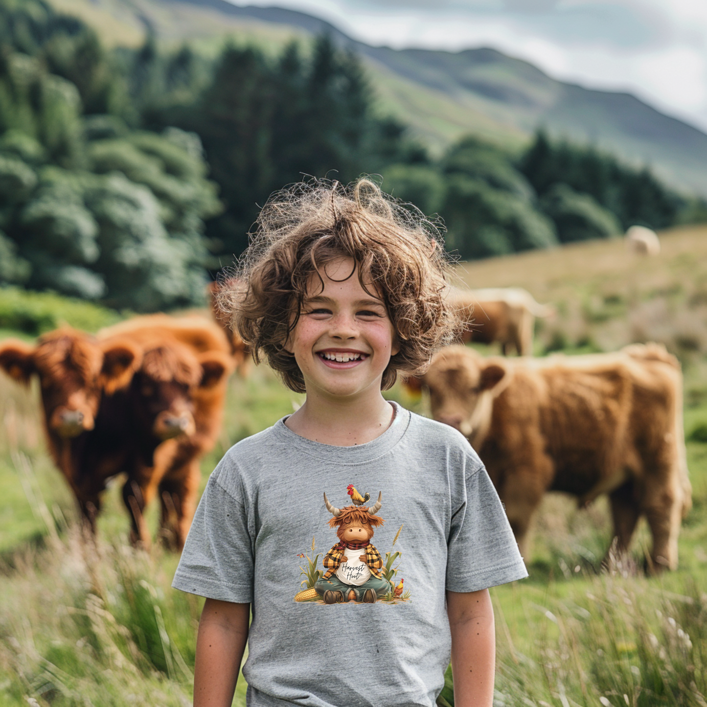 Zen Highland Cow - Classic Kids Crewneck T-shirt