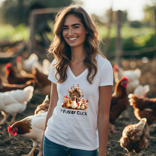 "This Coop Is A Fluster Cluck" - Premium Womens V-Neck T-shirt