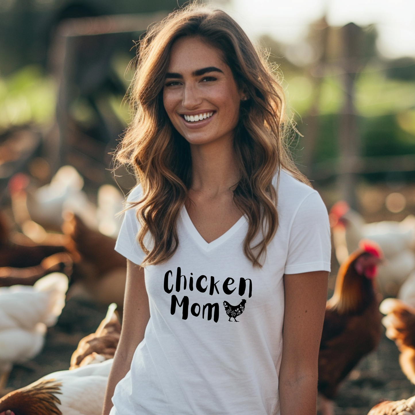 "Chicken Mom" - Premium Womens V-Neck T-shirt