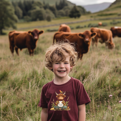 Zen Highland Cow - Classic Kids Crewneck T-shirt