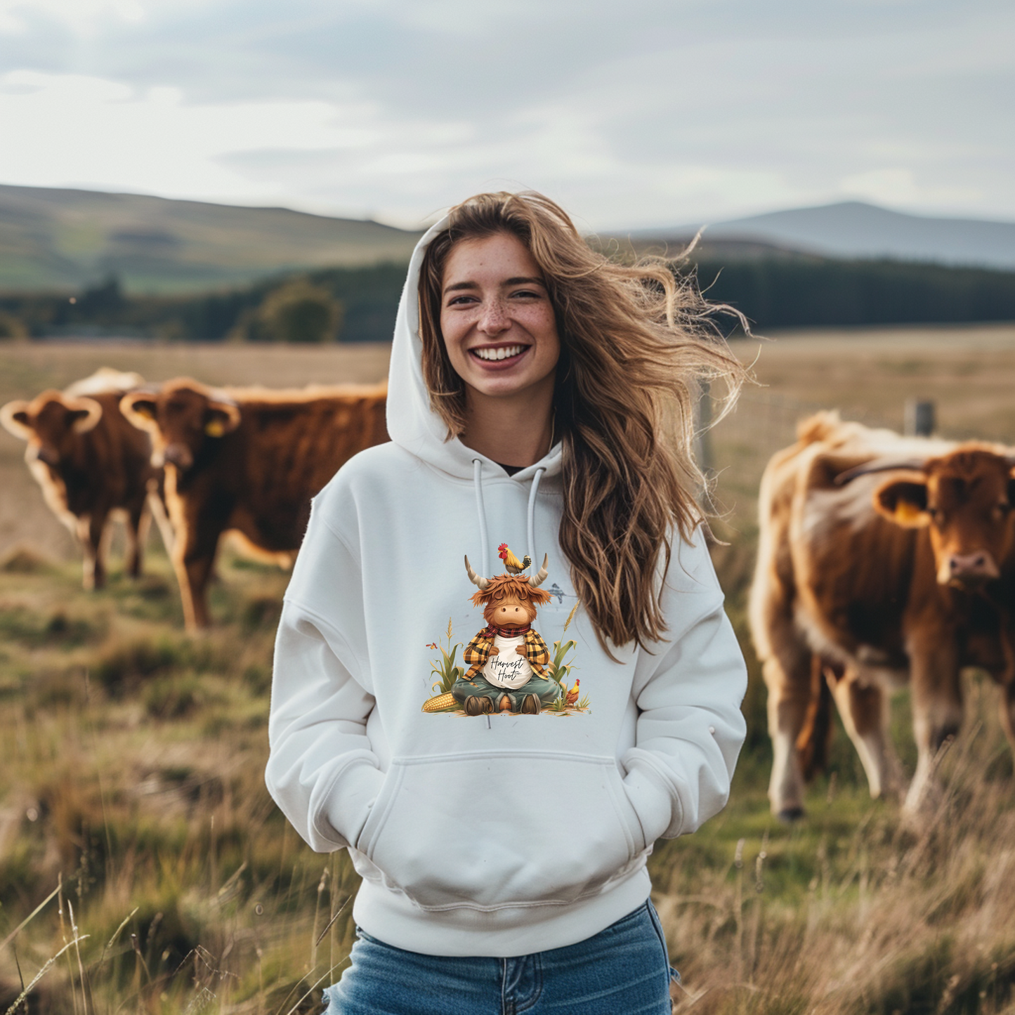 Zen Highland Cow - Unisex Pullover Hoodie | Bella + Canvas 3719